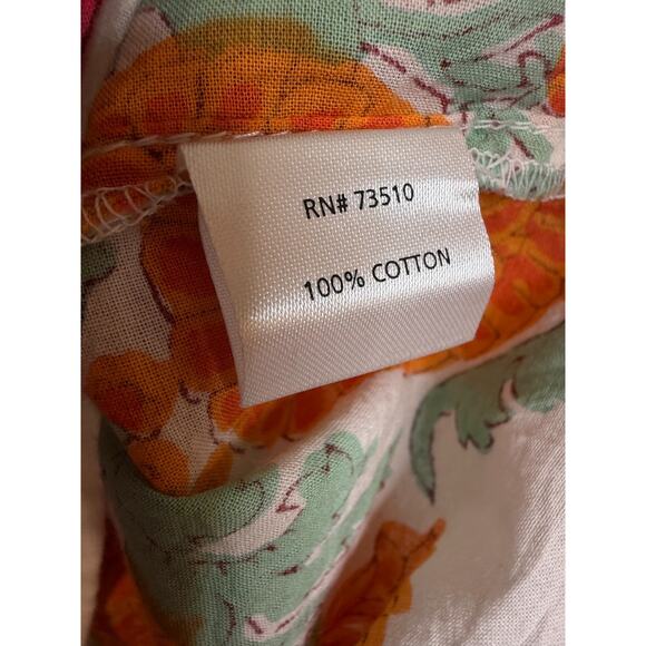 Ivy Jane Off the Shoulder Top S/M Green White Orange Bohoemian Rouched - Picture 4 of 7